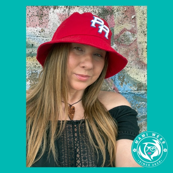 Red Puerto Rico PR Team Logo Bucket Hat - Picture 1 of 2